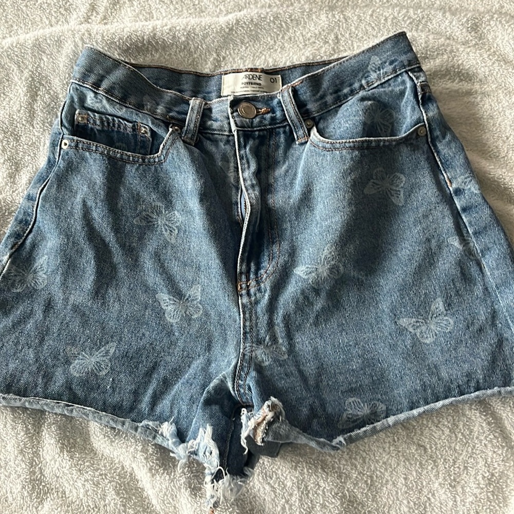 Blue Butterfly Boyfriend High Rise shorts from Ardene